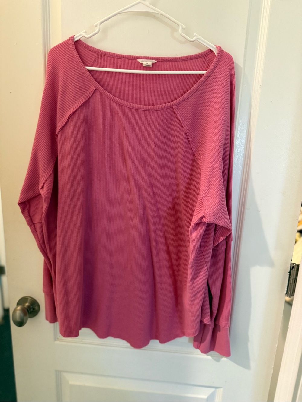 Caslon Ribbed Scoop Neck Long Sleeve Top - Rose Pink